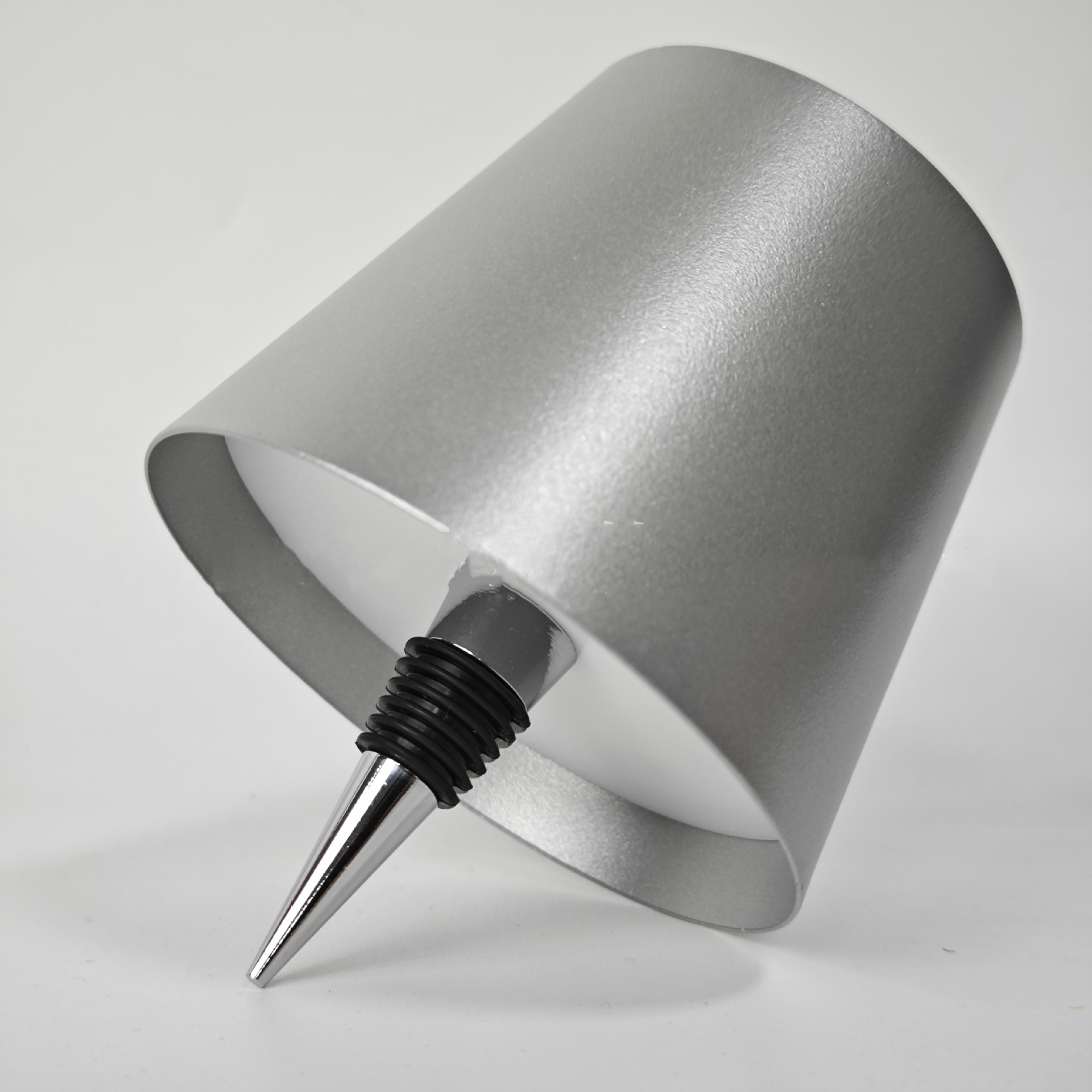 Driftic Glow Bottle Lamp shade in silver, angled view